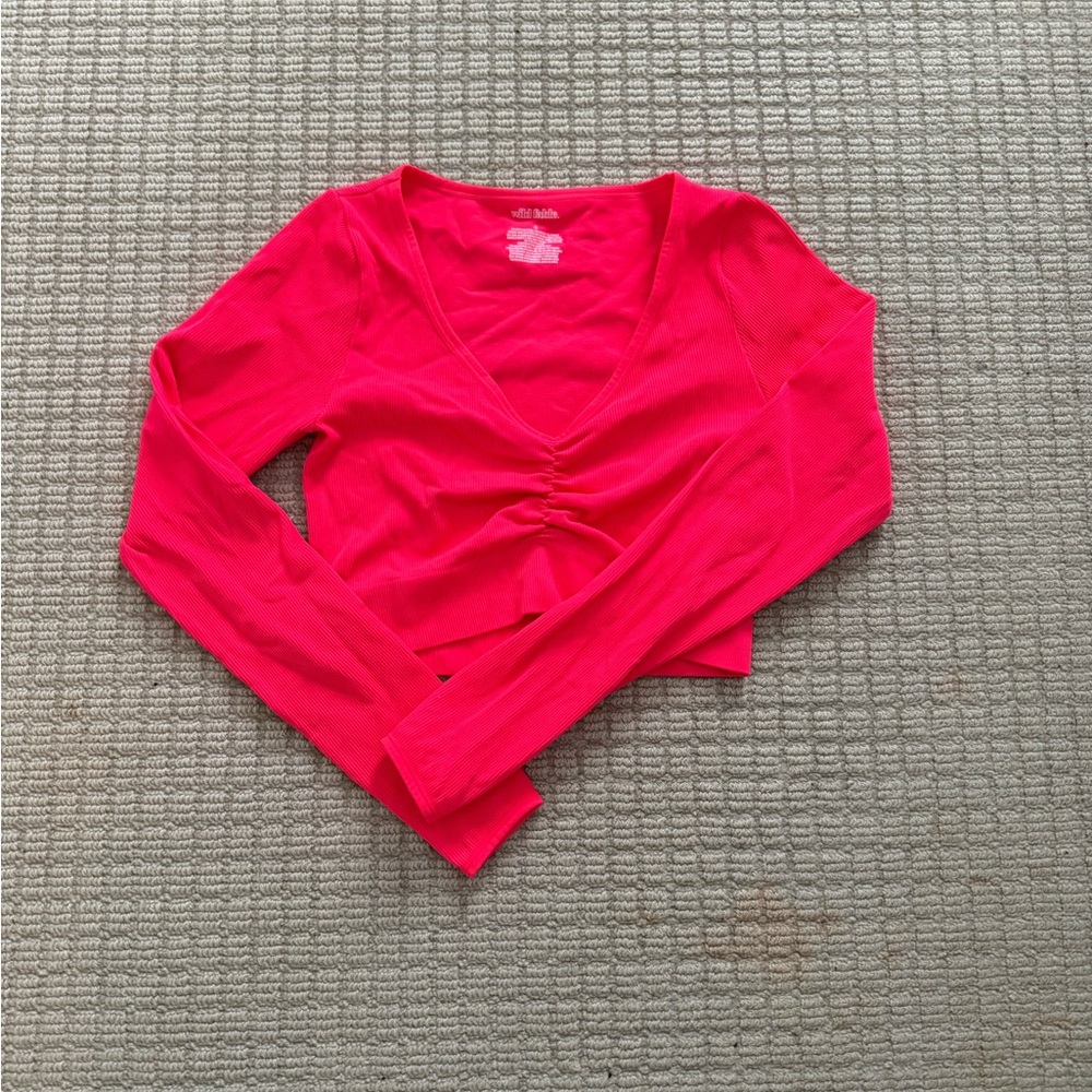 Wild Fable -longsleeve hot pink crop top